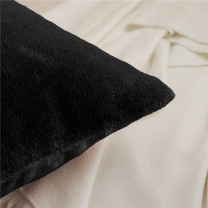 Confezione da 2 fodere per cuscini in pile morbido 18 × 18 pollici, cuscino decorativo 18 × 18 fodera per cuscino quadrato per divano/divano/letto/auto-45 × 45 cm, nera