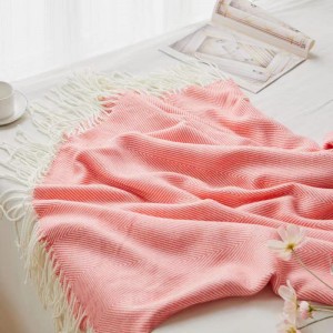Полиэфирное кашемировое одеяло с геометрической полосой и бахромой Одеяло-шаль