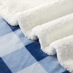 Cobertor Sherpa xadrez grosso grande (azul e branco, 50 "x 70") - Cobertor de microfibra superdimensionado de pelúcia super macio para sofá, sofá, cadeira, cama