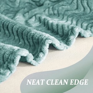 Kbir Flannel Flaece Throw Blanket, Jacquard Weave Wave Pattern