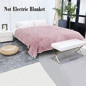 Flannel Fleece Bed Blanket Twin Size,Soft Warm Microfiber Blanket,Mesh Fuzzy Plush 330GSM Lightweight Dekorasyon Solid Blanket para sa Bed Couch, 59 x 78 Inci, Pink