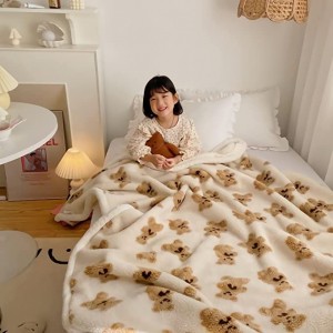 Fleece Blanket, Caliamary Super Lembut Reversible Ultra Mewah Plush Blanket, Beruang Imut Fuzzy Simbut Haneut pikeun Sadaya Usum Throws pikeun Sofa Pesanggrahan Kursi Sofa