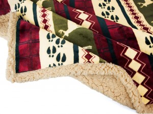 Premium juletæppe Sherpa Fleece Throw|Plys juledekoration, rensdyr, hyggeligt vendbart vinterferiehyttetæppe til sofa sofa
