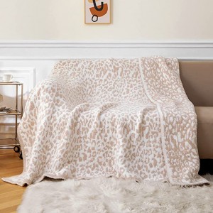 Malaking Soft Micro Plush Leopard Blanket (71×78 inches, White Grey) MH MYLUNE HOME Warm Reversible Cheetah Blanket Leopard Pattern Throw para sa Couch Bed Sofa