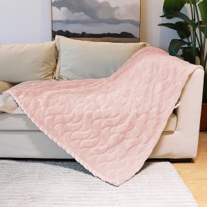 ຜ້າຫົ່ມ Fuzzy Fleece Fluffy Throw Blanket ສໍາລັບ Couch Sofa (50×70 Inch), Velvet Microfiber Throw with Decorative Pattern, warm and soft blanket for all season