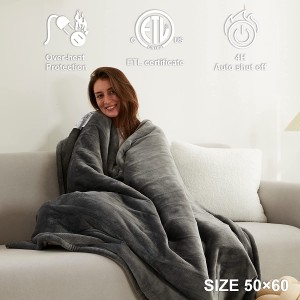 Heated Blanket Electric Throw with 5 Heating Levels & 4 Hours Auto Off, Electric Blanket Super Cozy Machine Washable, Sherpa Electric Throw with Fast Heating for Couch