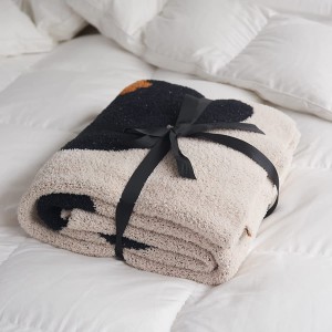 ភួយផ្កា Jacquard Knit Throw Blanket, Fluffy Soft Stretchy, Microfiber