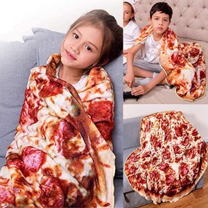 Pizza Blanket, Realistic Funny Food Blankets, Novelty Nap Lightweight Blanket, Komportable Soft ug Cozy Burrito Tortilla Throws Flannel Blanket para sa mga Bata ug Hamtong