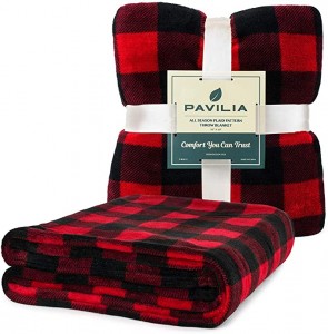 Buffalo plädtäcke för soffa |Mjuk flanell fleece Röd Svart Rutig Rutigt Mönster Dekorativt Kast |Varm och mysig lättviktsmikrofiber