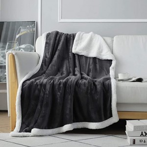 Couverture en polaire Sherpa pour canapé (gris foncé) couvertures en peluche douce moelleux moelleux chauds plaids confortables pour canapé
