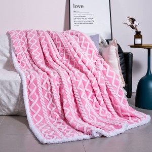 I-Pink Sherpa iphosa iingubo ze-Couch-450GSM Cationic Diyeing Thick Warm Soft Fuzzy Plush Blanket ethambileyo yeSofa, ibhedi, isitulo kunye neGumbi lokuHlala.