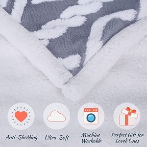 Sherpa Fleece Throw Blanket with Braided Knit Pattern, Reversible Fuzzy Super Soft Fluffy Bed Blankets for Winter, Throw Thermal Blankets for Couch