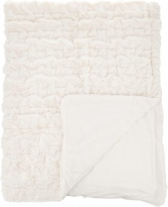 Ruched Faux Fur Plush 3 Piece Throw Blanket Set Ultra Soft Fluffy with 2 Square Pillow Covers