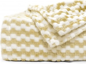Флис одеял Фланнель одеял ыргыту Сары сызыклы Жакард туку одеял җиңел җиңел супер йомшак 300GSM люкс карават одеял һәм урындык диван караватына җылы одеял ыргыту.