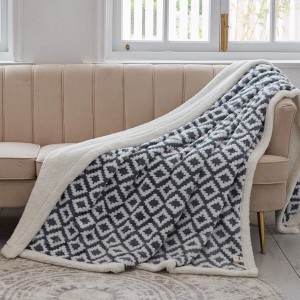 Sherpa Fleece Plush Kanda Blanket Super Warm Soft Cozy Fuzzy Microfiber yeCouch Bed ine Diamond Jacquard Print