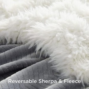 Sherpa Fleece Blanket Reversible – Grey Twin Winter Warm Plush Thermal Blanket, Lightweight Cozy Soft Twin Blanket Herringbone, Sherpa Twin Blankets for Bed