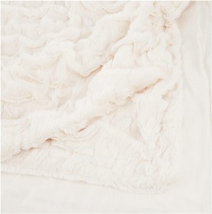 Comfort Spaces - CS50-0294 Ruched Faux Fur Plush 3 Piece Throw Blanket Set 2 စတုရန်းခေါင်းအုံးအဖုံးများပါရှိသော အလွန်နူးညံ့ပျော့ပျောင်းသောအမွေးပွ၊ 50"x60"၊ Ivory