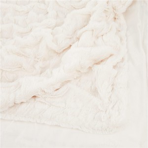 Ruched Faux Fur Plush 3 Piece Throw Blanket Set Soft Fluffy Ultra with 2 Pillow Square Covers