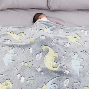 Soft Glowing Blanket for Boys and Girls, Fluffy Plush Dino Blankets for Jurassic Fans, Birthday Gift, 50×60 Inches, Grey