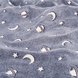 Glow in The Dark Throw Blanket 50 x 60 Inci, Galaxy Stars Pattern Flannel Fleece Blanket, All Seasons Gray Blanket for Kids