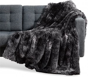 Bulu Imitasi Simbut Hideung - Fuzzy Fluffy Super Soft Furry Plush Dekoratif Nyaman Shag Kandel Sherpa Shaggy Throws sareng Simbut pikeun Sofa, Dipan, Ranjang