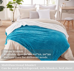 Sherpa gyapjú takaró dupla kékeszöld kék puha kényelmes plüss bolyhos flanel vastag takaró levél jacquard luxus téli meleg kifordítható takarók kanapéhoz
