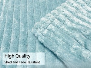 Sêfte jacquard stripe patroan flanel fleece deken, waarm solide pluche deken foar bed sofa sofa, gesellich lichtgewicht dûbele laach fleece