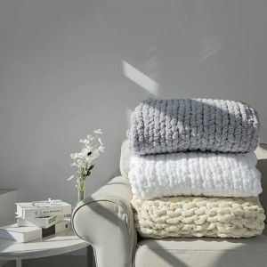 Luksus Chunky Knit Blankete vægtet strikket blødt hyggetæppe til sofa, seng, sofa, boligindretning, gave