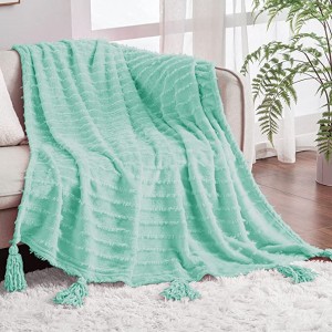Exclusivo mäkká deka Mezcla, veľká fleecová deka, dekoratívna plyšová deka so strapcom na gauč/pohovku/posteľ, 50 × 60 palcov, ružová