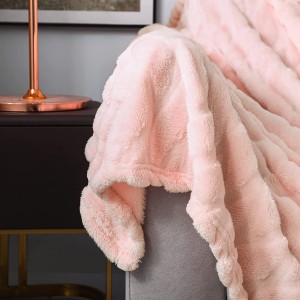 Plys fuzzy fleece fluffy tæppe til sofa (50×70 tommer), fløjl mikrofiber plaid med dekorativt mønster, varmt og blødt tæppe til hele sæsonen