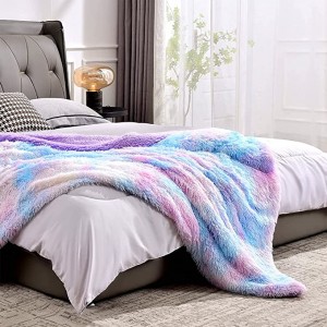 Ljubičasta deka od umjetnog krzna, super mekana topla reverzibilna deka od mikrovlakana šerpa flisa, lagana, plišana, ljubičasta dekorativna deka za kauč na razvlačenje