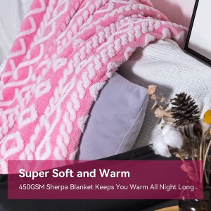 Розови одеяла Sherpa за диван – 450GSM катионно боядисване Дебело топло меко пухкаво уютно плюшено одеяло за диван, легло, стол и всекидневна