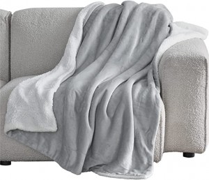 Sherpa Fleece pledd til sofa – lys grå tykt fuzzy varme myke pledd og pledd til sofa