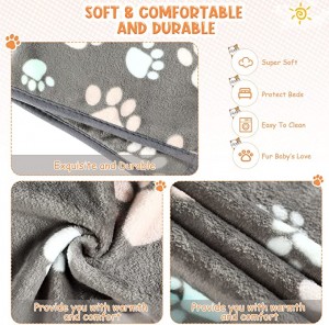 Pet Dog Puppy Blanket Paw Print Fleece Blanket for Small Medium Large Pet Dog Cat Warm Soft Sleep Mat Puppy Kitten Soft Blanket Throw Doggy Warm Bed Mat