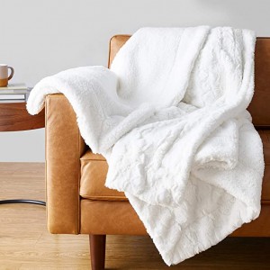 Amazon Basics Fuzzy Faux Fur Sherpa Throw Blanket, 50″x60″ – Ivory