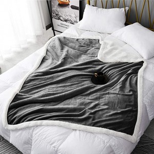 Šerpos vilnos antklodė ant sofos (tamsiai pilka) minkšta pliušinė antklodė, pūkuota, šilta, jauki antklodė sofai