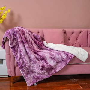 Жұмсақ көрпе Ыңғайлы жүнді плюшті галстук бояғыш көрпе Төсек диванға арналған еденге арналған сәндік