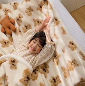 Cobertor de lã, cobertor de pelúcia super macio super macio reversível ultraluxuoso, cobertor quente fofo de urso para todas as temporadas para sofá-cama cadeira