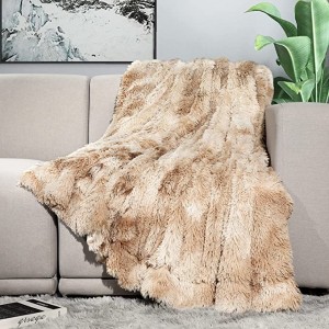 Dekorativt mjukt, fluffigt fuskpälspläde Vändbar lång lurvig, mysig lurvig filt, bekväm mikrofiberaccent Chic plysch fuzzy filt för soffa/soffa/säng, andas och tvättas