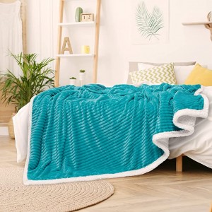 پتوی شرپا فلیس فیروزه ای نرم، مخملی، کرکی، گرم، دنج، ضخیم - مناسب برای تخت، مبل، کاناپه، صندلی