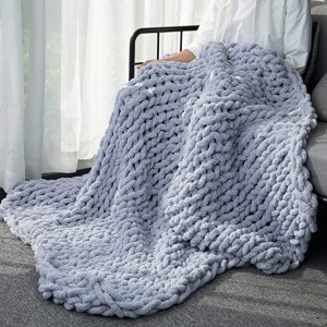 Lúkse Chunky Knit Blankete Gewogen Knitted Soft Cozy Throw Blankete foar bank, bêd, sofa, hûsdekor, kado