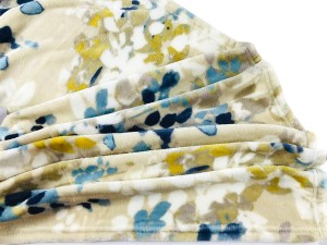 Decorative Floral Throw Blanket: Design Accent for Couch or Bed, Colors: Light Beige Navy Aqua Blue Yellow White