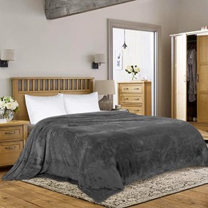 Utopia Bedding Fleece Blanket Queen Size Grey 300GSM Luxury Bed Blanket Anti-Static Fuzzy Soft Blanket Microfiber