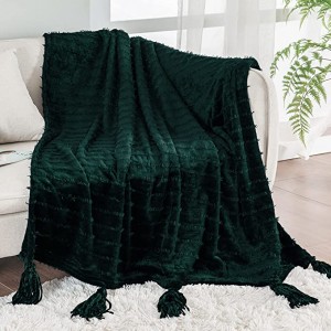 Exclusivo Mezcla Soft Throw -peitto, suuri fleece sumea peitto, koristeellinen tupsupehmopeite sohvalle/sohvalle/sängylle, 50×60 tuumaa, kuuma pinkki