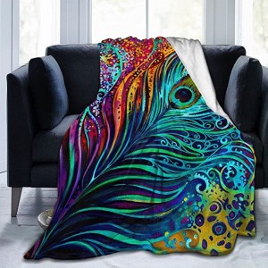 ភួយចម្រុះពណ៌ Feathers, Ultra Soft Microplush Bed Throw Blanket, All Season Premium Fluffy Microfiber Fleece Blanket for Sofa Couch
