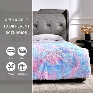 Purple Faux Fur Throw Blanket, Super Soft Warm Reversible Sherpa Fleece Microfiber Blanket, Magaan, Plush, Tie Dye Purple Decorative Blanket para sa Couch Bed