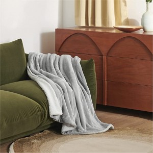 Sherpa Fleece Throw Blanket for Sofa – Light Gray Kandel Fuzzy Haneut Soft Blanket and Throws for Sofa