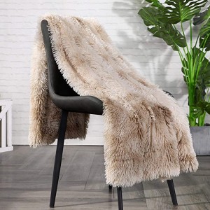 Decorative Soft Fluffy Faux Fur Throw Blanket Reversible Long Shaggy Cozy Furry Blanket,Comfy Microfiber Accent Chic Plush Fuzzy Blanket for Sofa/Couch/Bed,Breathable & Washable