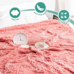 Одеяла из искусственного меха Полноразмерные 60 × 80 дюймов, пушистые плюшевые пушистые мягкие шерстяные флисовые теплые одеяла для дивана, легкие двусторонние длинные волосы, всесезонное мохнатое одеяло для дивана-кровати, розовый пеш