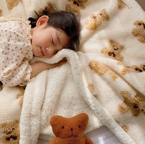 Cobertor de lã, cobertor de pelúcia super macio super macio reversível ultraluxuoso, cobertor quente fofo de urso para todas as temporadas para sofá-cama cadeira